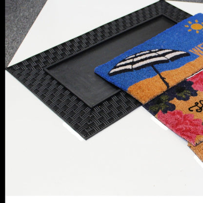 18" X 30" Brown And Black Spring Summer Outdoor Rubber And Coir Door Mat With Insert