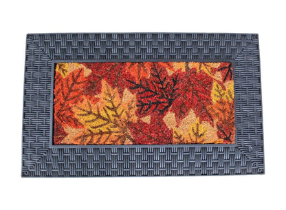 18" X 30" Brown And Red Christmas Holiday Merry Christmas Outdoor Rubber And Coir Door Mat With Insert