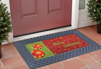18" X 30" Brown Rubber and Coir Seasonal Outdoor Door Mat With Inserts