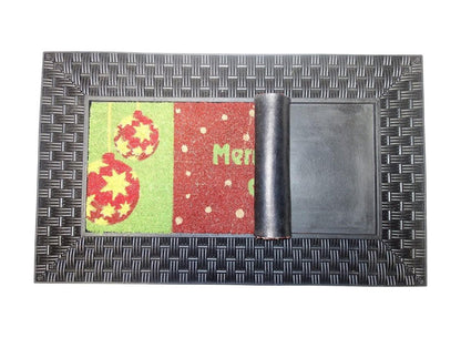 18" X 30" Brown And Red Christmas Holiday Merry Christmas Outdoor Rubber And Coir Door Mat With Insert