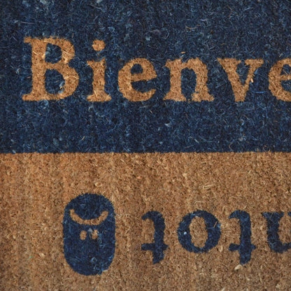 18" X 30" Brown and Blue Coir Bienvenue Abientot Outdoor Door Mat