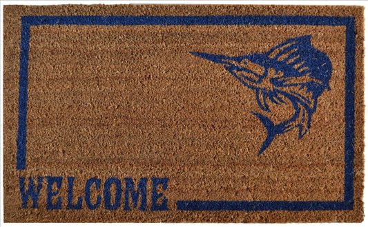 18" X 30" Brown and Black Coir Swordfish Welcome Outdoor Door Mat