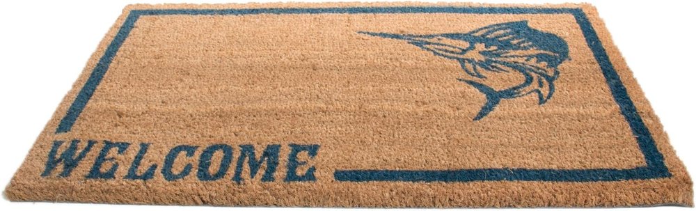 18" X 30" Brown and Black Coir Swordfish Welcome Outdoor Door Mat