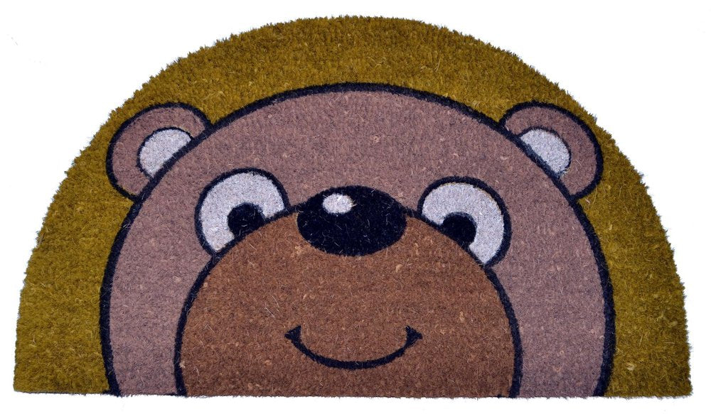 18" X 30" Brown Bear Semi Circle Outdoor Coir Door Mat