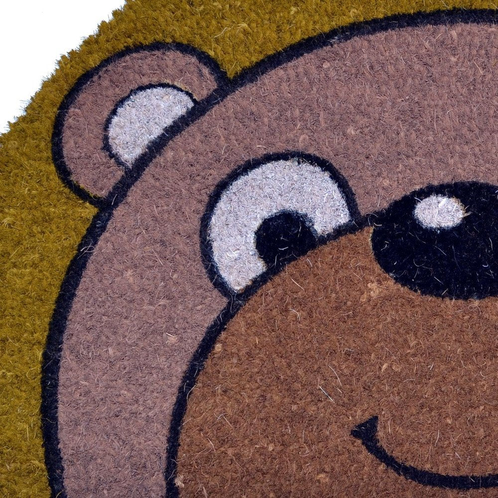 18" X 30" Brown Coir Bear Outdoor Semi Circle Fall Door Mat