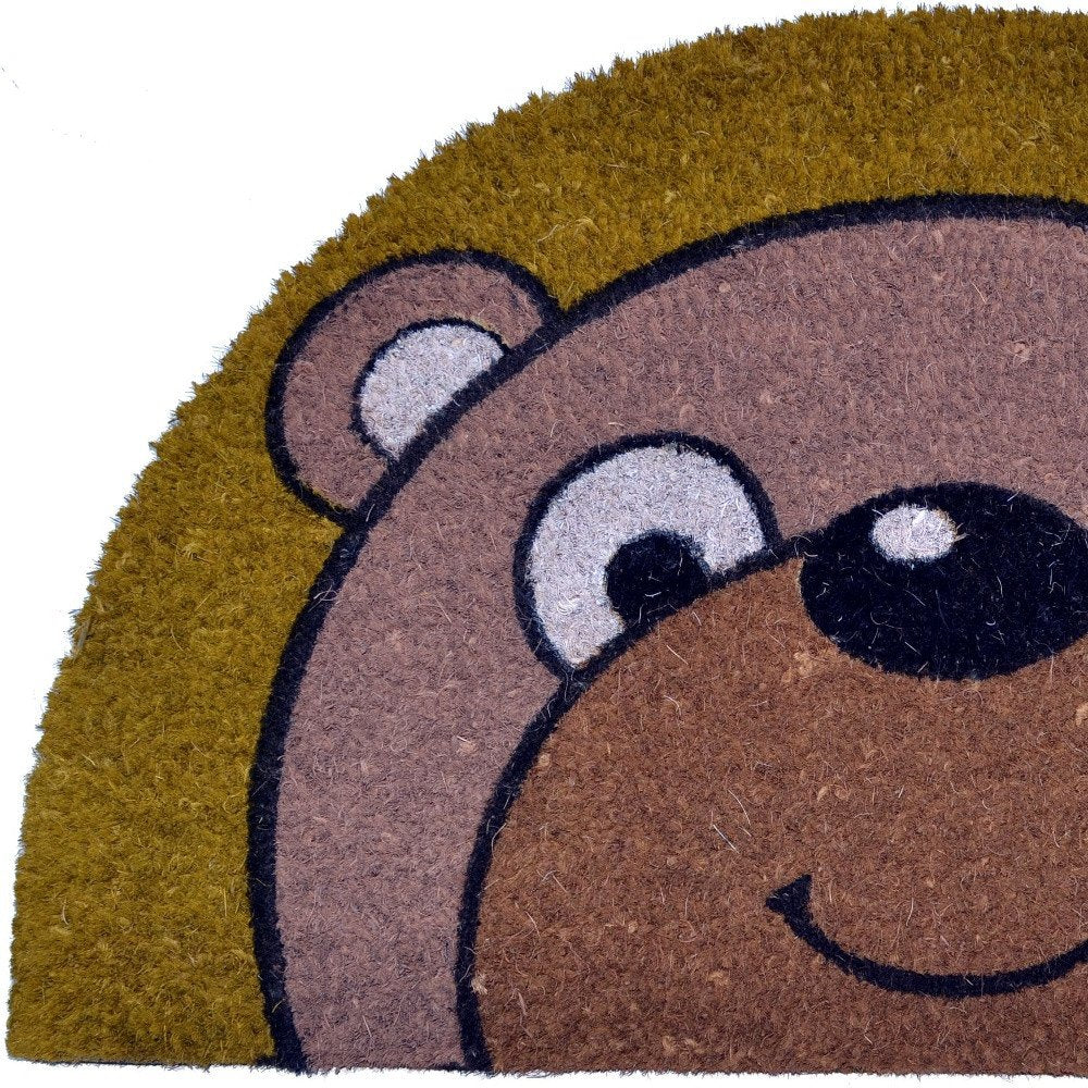18" X 30" Brown Bear Semi Circle Outdoor Coir Door Mat