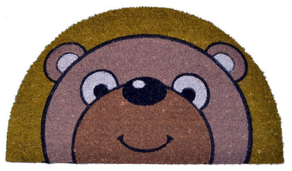 18" X 30" Brown Bear Semi Circle Outdoor Coir Door Mat