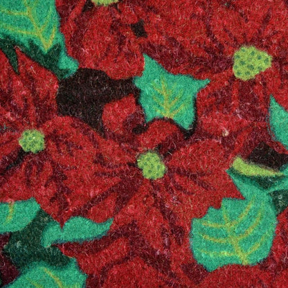 18" X 30" Red and Green Coir Poinsettia Outdoor Christmas Door Mat