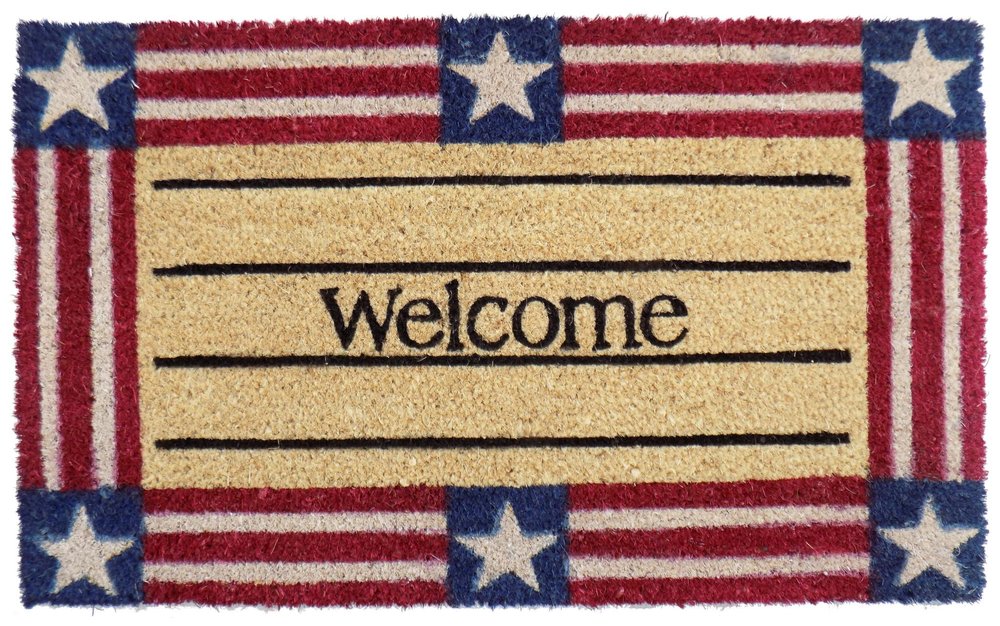 18" X 30" Red White And Blue Coir Patriotic Welcome Outdoor Door Mat