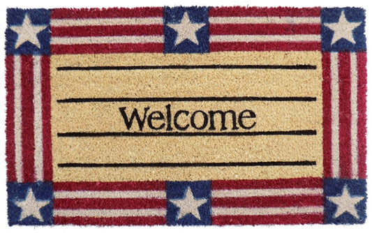 18" X 30" Red White And Blue Coir Patriotic Welcome Outdoor Door Mat