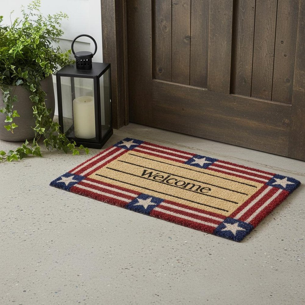18" X 30" Red White And Blue Coir Patriotic Welcome Outdoor Door Mat