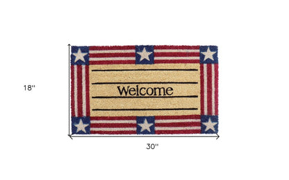 18" X 30" Red White And Blue Coir Patriotic Welcome Outdoor Door Mat