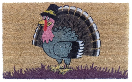 18" X 30" Brown and Black Coir Tom Turkey Outdoor Door Mat