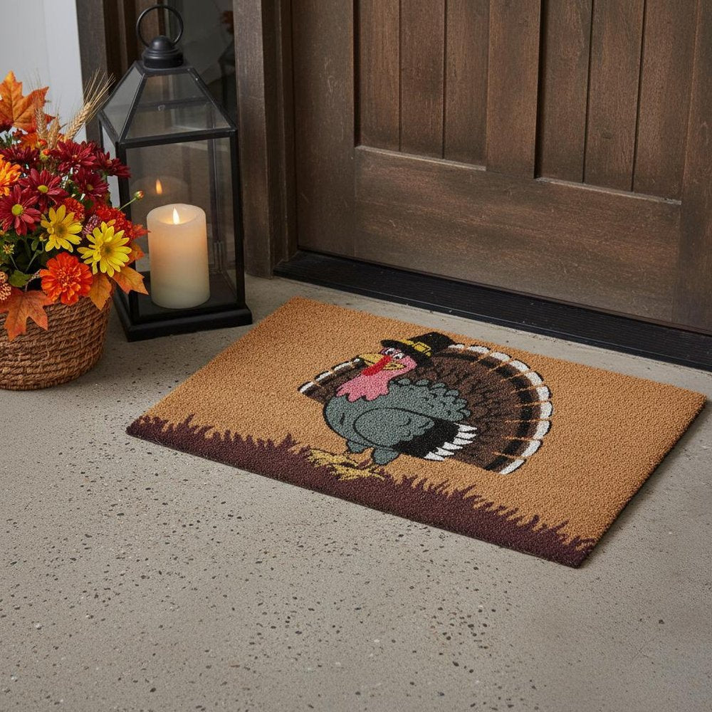 18" X 30" Brown and Black Coir Tom Turkey Outdoor Door Mat