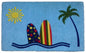 18" X 30" Blue and Green Coir Tropical Outdoor Door Mat