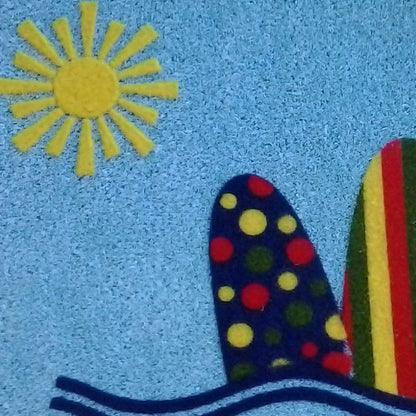 18" X 30" Blue and Green Coir Tropical Outdoor Door Mat