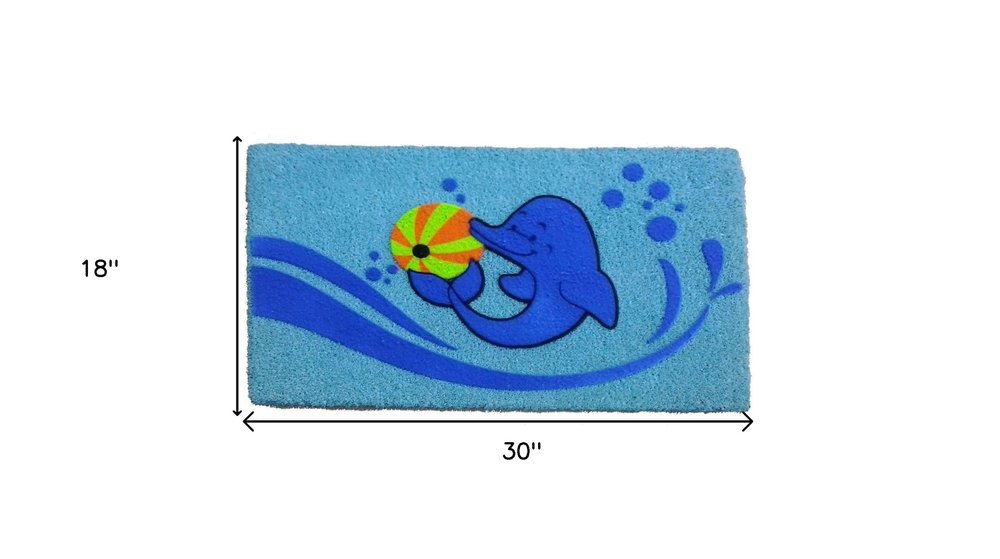18" X 30" Blue Coir Dolphin Outdoor Door Mat