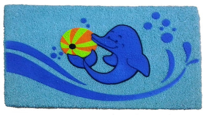 18" X 30" Blue Coir Dolphin Outdoor Door Mat