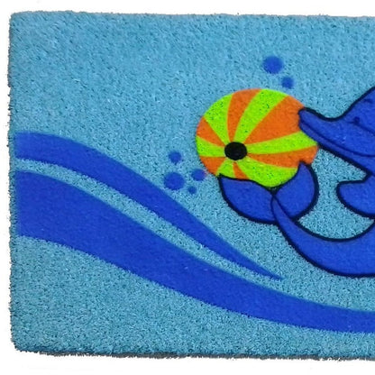 18" X 30" Blue Coir Dolphin Outdoor Door Mat