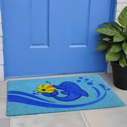 18" X 30" Blue Coir Dolphin Outdoor Door Mat