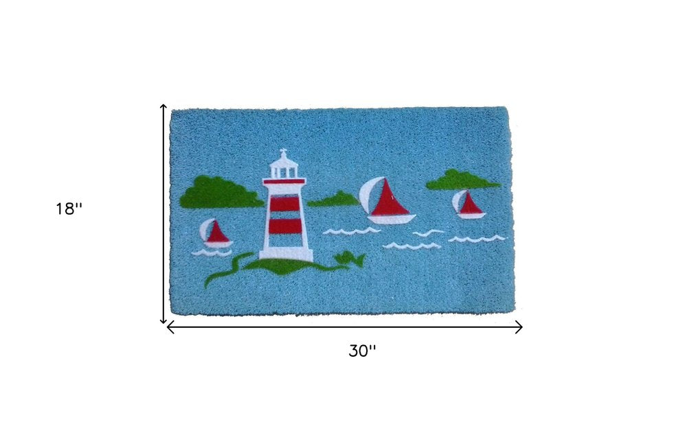 18" X 30" Blue Coir Tropical Outdoor Door Mat
