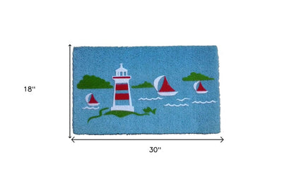 18" X 30" Blue Coir Tropical Outdoor Door Mat