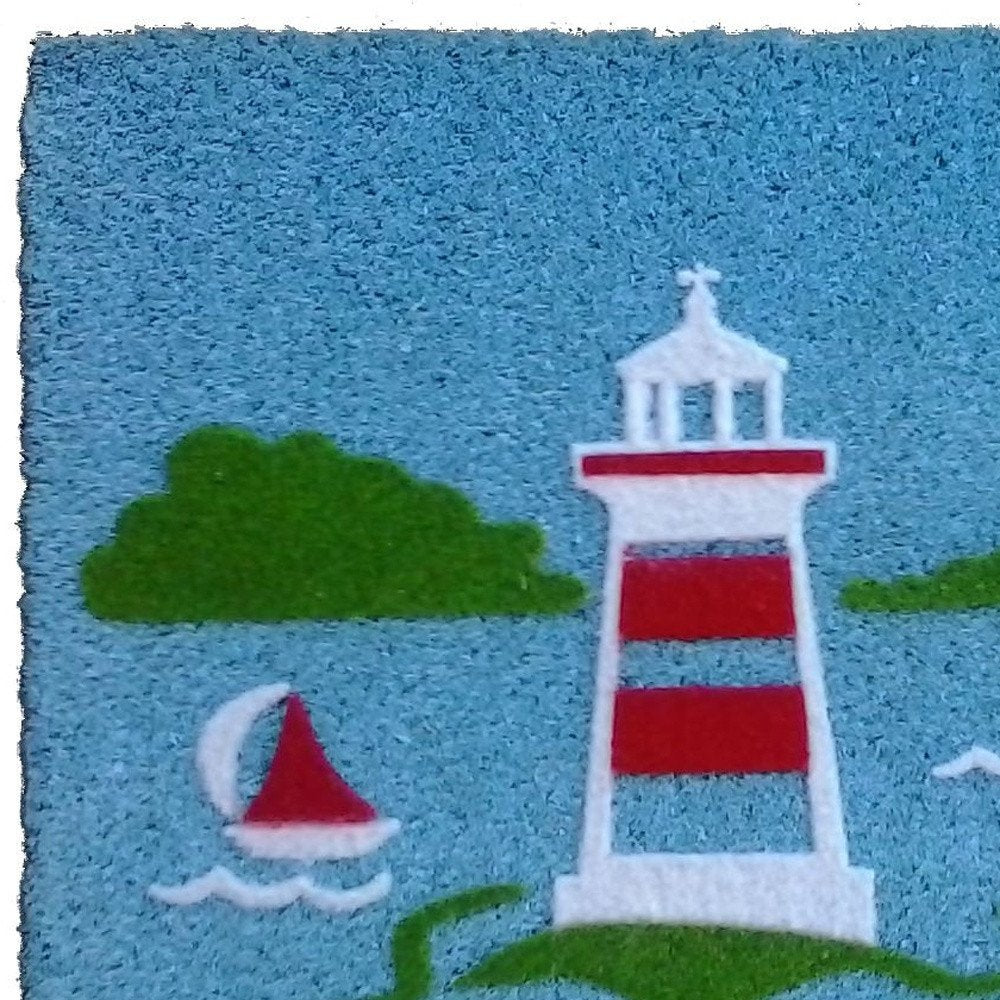 18" X 30" Blue Coir Tropical Outdoor Door Mat