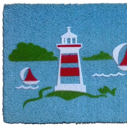 18" X 30" Blue Coir Tropical Outdoor Door Mat