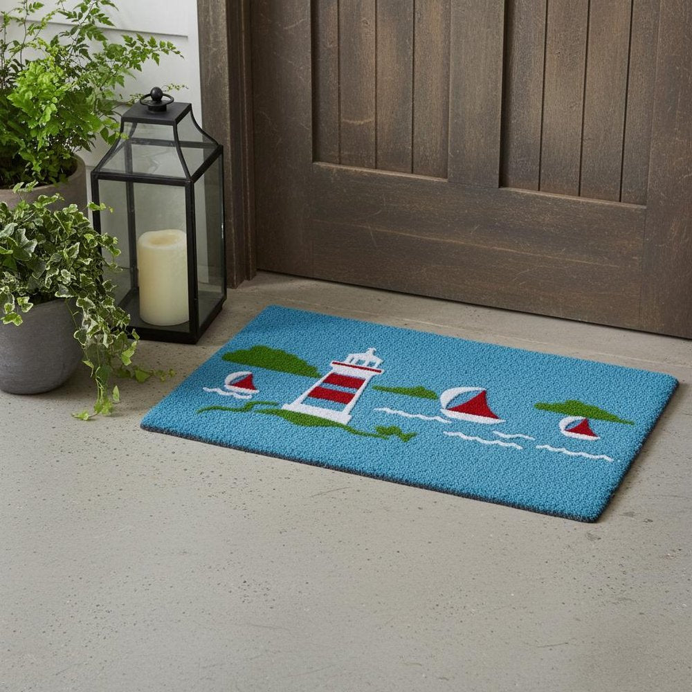 18" X 30" Blue Coir Tropical Outdoor Door Mat