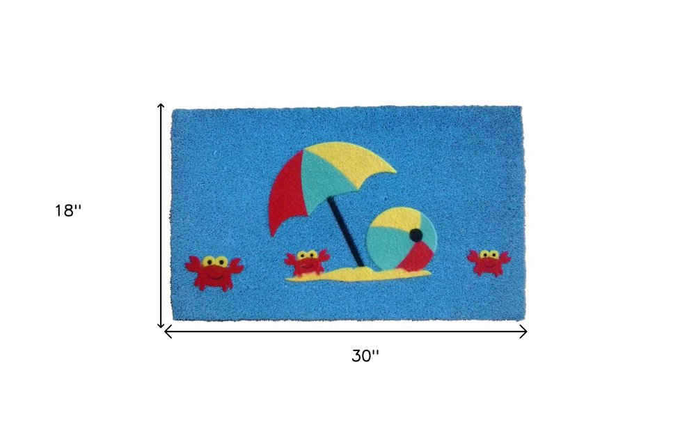 18" X 30" Blue Coir Tropical Outdoor Door Mat