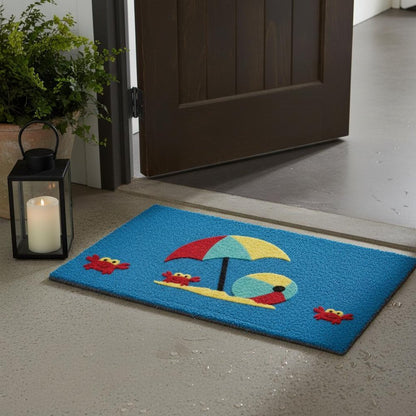 18" X 30" Blue Coir Tropical Outdoor Door Mat