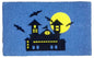 18" X 30" Blue and Black Coir Spooky House Outdoor Halloween Door Mat