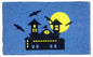 18" X 30" Blue and Black Coir Spooky House Outdoor Halloween Door Mat