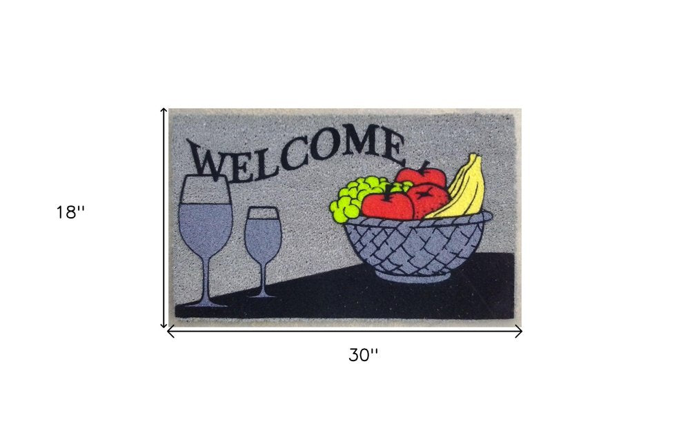 18" X 30" Black and Red Coir Wine Welcome Outdoor Door Mat