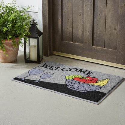 18" X 30" Black and Red Coir Wine Welcome Outdoor Door Mat