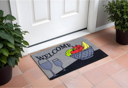 18" X 30" Black and Red Coir Wine Welcome Outdoor Door Mat