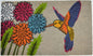 18" X 30" Brown and Blue Coir Floral Outdoor Door Mat