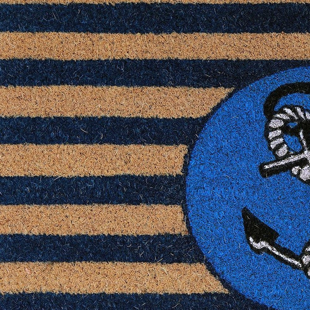 18" X 30" Brown and Blue Coir Anchor Outdoor Door Mat