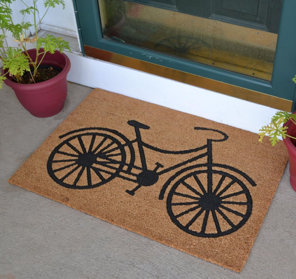 24" X 36" Brown and Black Coir Bicycle Outdoor Door Mat