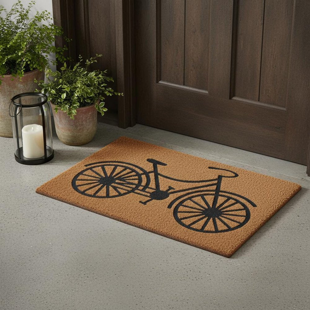 24" X 36" Brown and Black Coir Bicycle Outdoor Door Mat