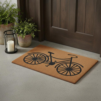 24" X 36" Brown and Black Coir Bicycle Outdoor Door Mat