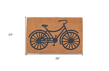 24" X 36" Brown and Black Coir Bicycle Outdoor Door Mat