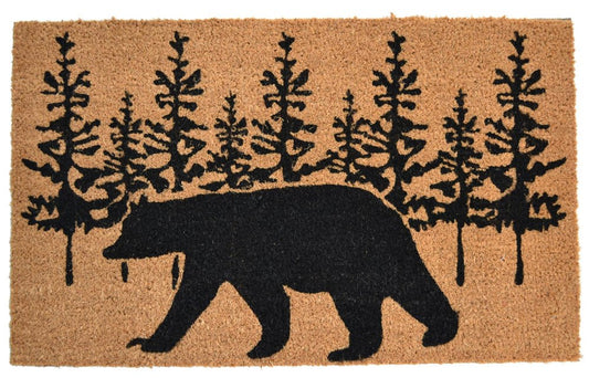 18" X 30" Brown And Black Bear Outdoor Coir Door Mat