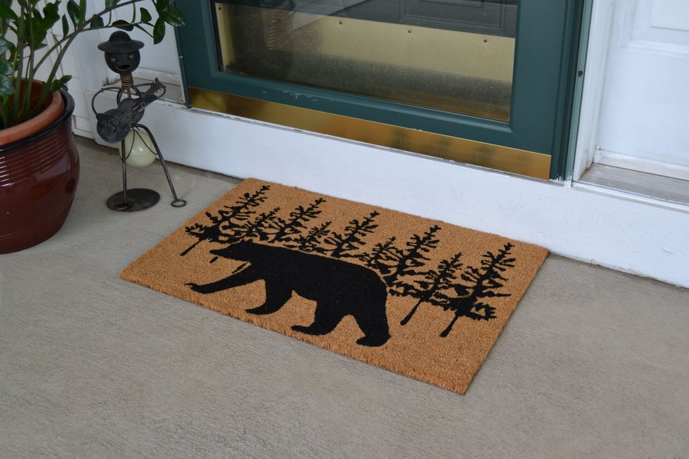 18" X 30" Brown And Black Bear Outdoor Coir Door Mat