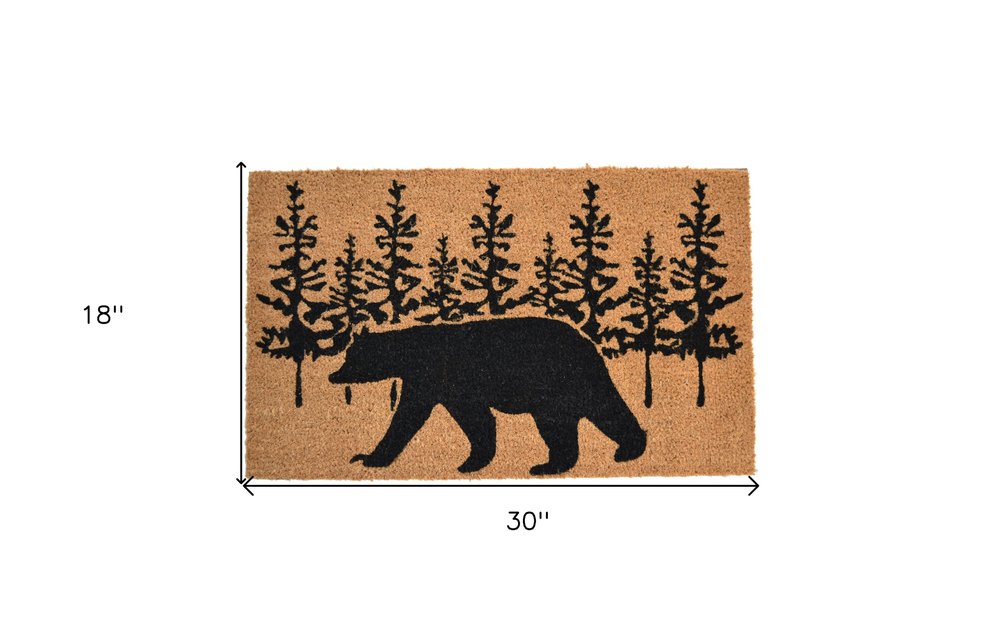 18" X 30" Brown And Black Bear Outdoor Coir Door Mat