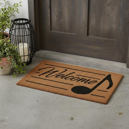 18" X 30" Brown and Black Coir Welcome Outdoor Door Mat