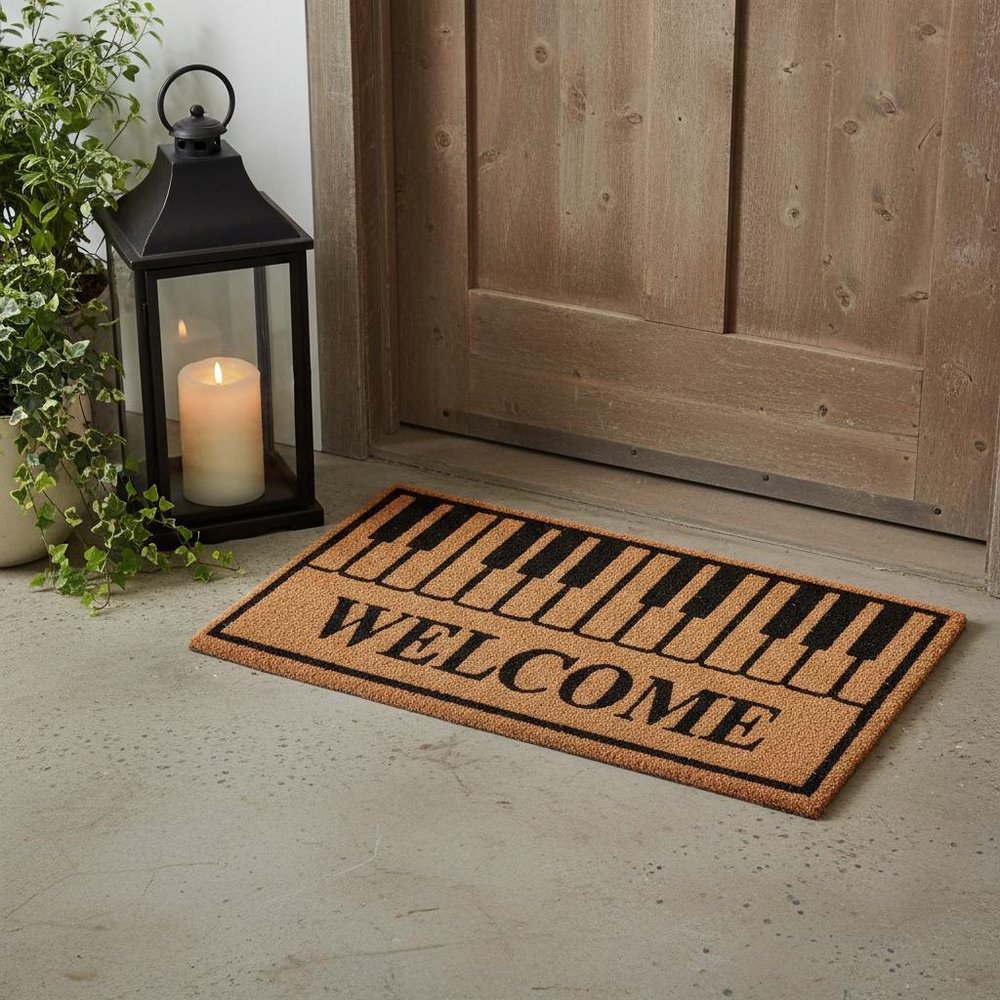 18" X 30" Brown and Black Coir Welcome Outdoor Door Mat