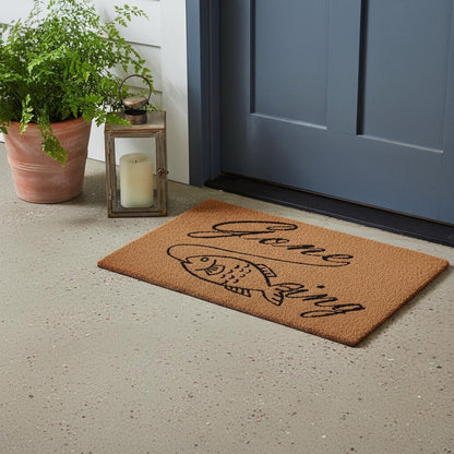 18" X 30" Brown and Black Coir Fish Outdoor Door Mat