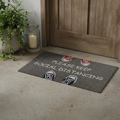 18" X 30" Gray Coir Please Keep Social Distancing Outdoor Door Mat