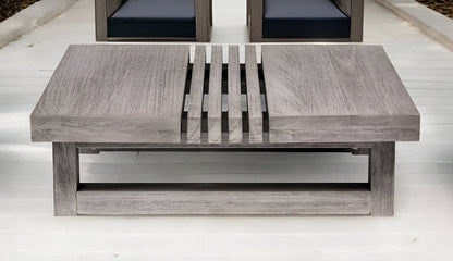 33" Gray Solid Wood Outdoor Coffee Table